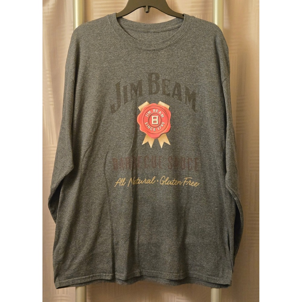 Jim Beam BBQ Sauce KCBS World Invitational Long Sleeve T-Shirt Grey Mens XL